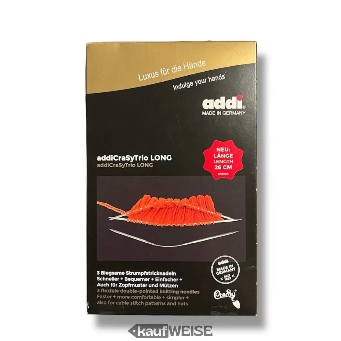 Addi CraSy Trio Set Verpackung für biegsame Socken-Stricknadeln 26cm