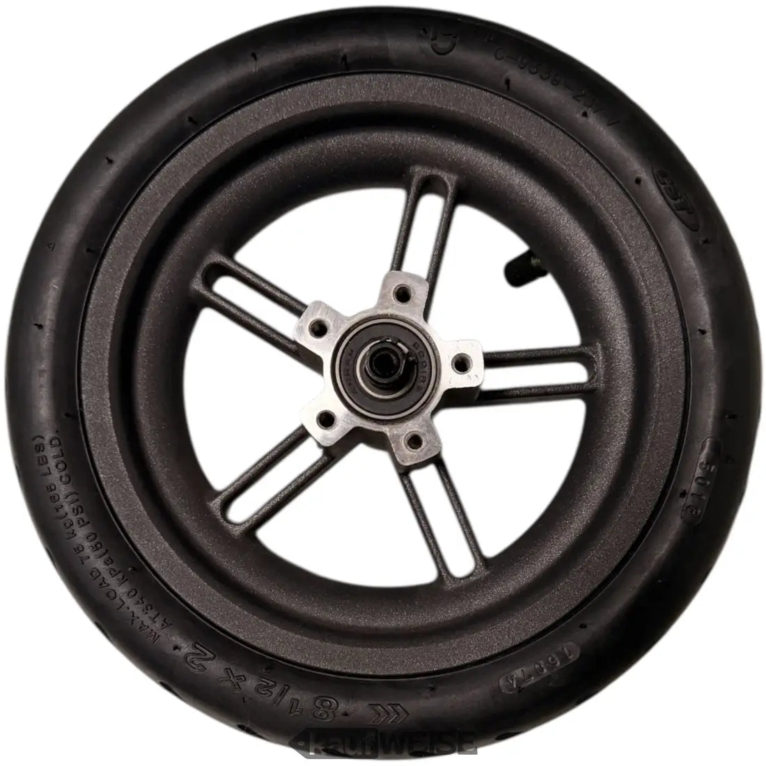 Schwarzes Gummireifenrad mit mattschwarzer 5-Speichen Gooirs-Felge für Xiaomi M365 E-Scooter