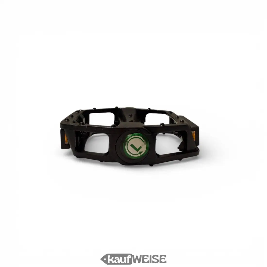 Schwarze Metall-Plattform-Pedale Set links/rechts mit grünem Haken-Logo